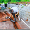 Professional French Drain Installation for modern drainage solutions in residential yard