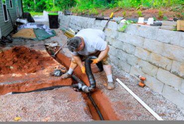 Professional French Drain Installation for modern drainage solutions in residential yard